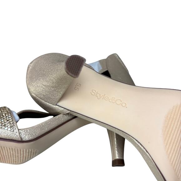 Style & Co Platino Evening Sandals 5.5 NWT Ankle Strap Glitter Heels - Picture 8 of 8